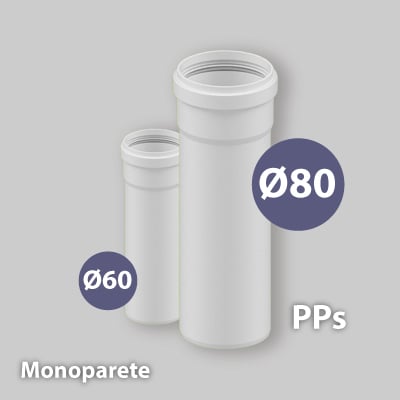 Tubo monoparete in PPS per sistema a condensazione sdoppiato